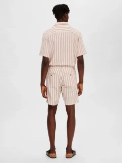 Selected Shorts*SLHREGSAL SHORTS Egret-Stripes