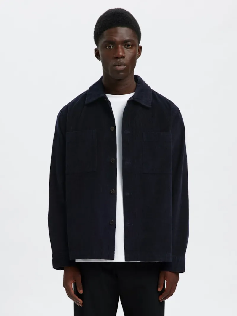Selected Hemden*SLHREGTATE CORD OVERSHIRT Sky Captain