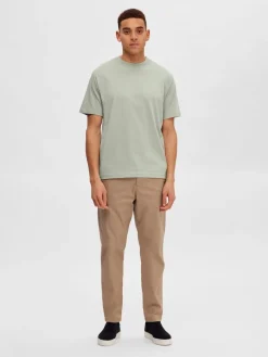 Selected Shirts*SLHRELAXCOLMAN SS O-NECK TEE B COLL desert sage