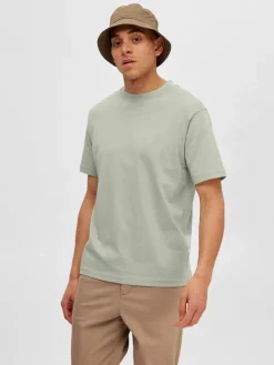 Selected Shirts*SLHRELAXCOLMAN SS O-NECK TEE B COLL desert sage