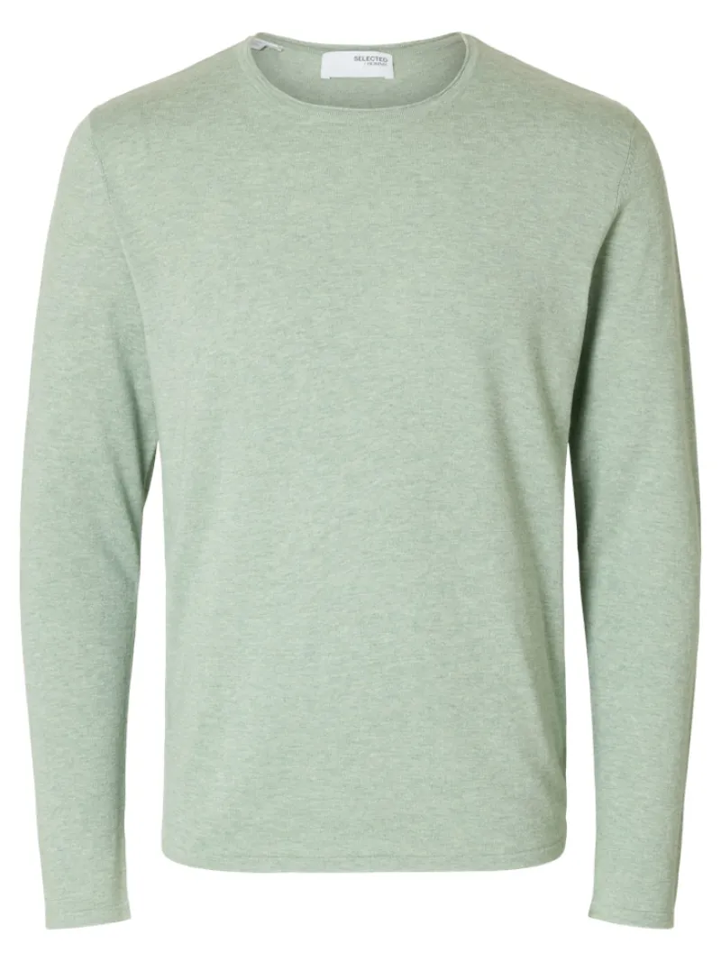Selected Pullover & Sweatshirts*SLHROME LS KNIT CREW NECK NOOS iceberg green