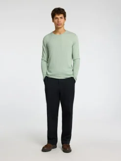 Selected Pullover & Sweatshirts*SLHROME LS KNIT CREW NECK NOOS iceberg green