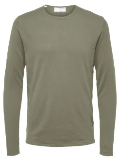 Selected Pullover & Sweatshirts*SLHROME LS KNIT CREW NECK NOOS vetiver