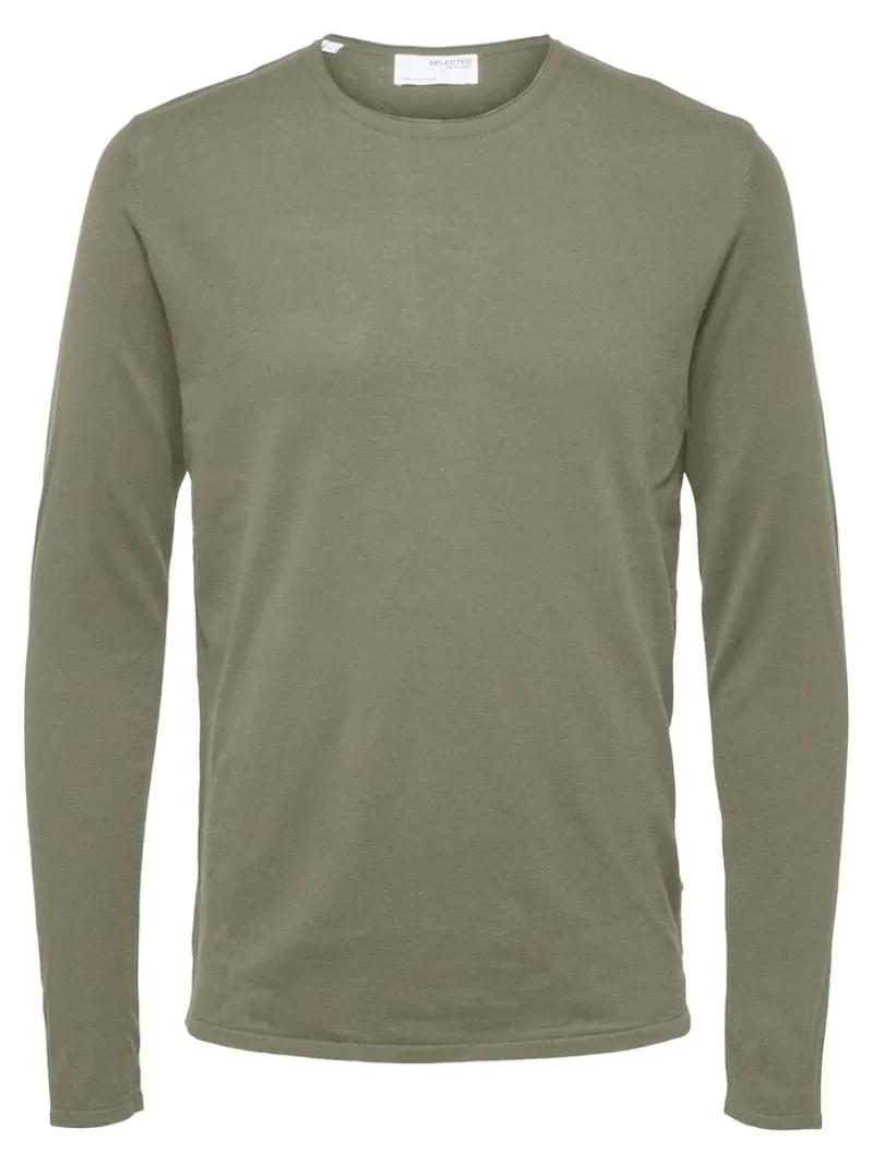 Selected Pullover & Sweatshirts*SLHROME LS KNIT CREW NECK NOOS vetiver