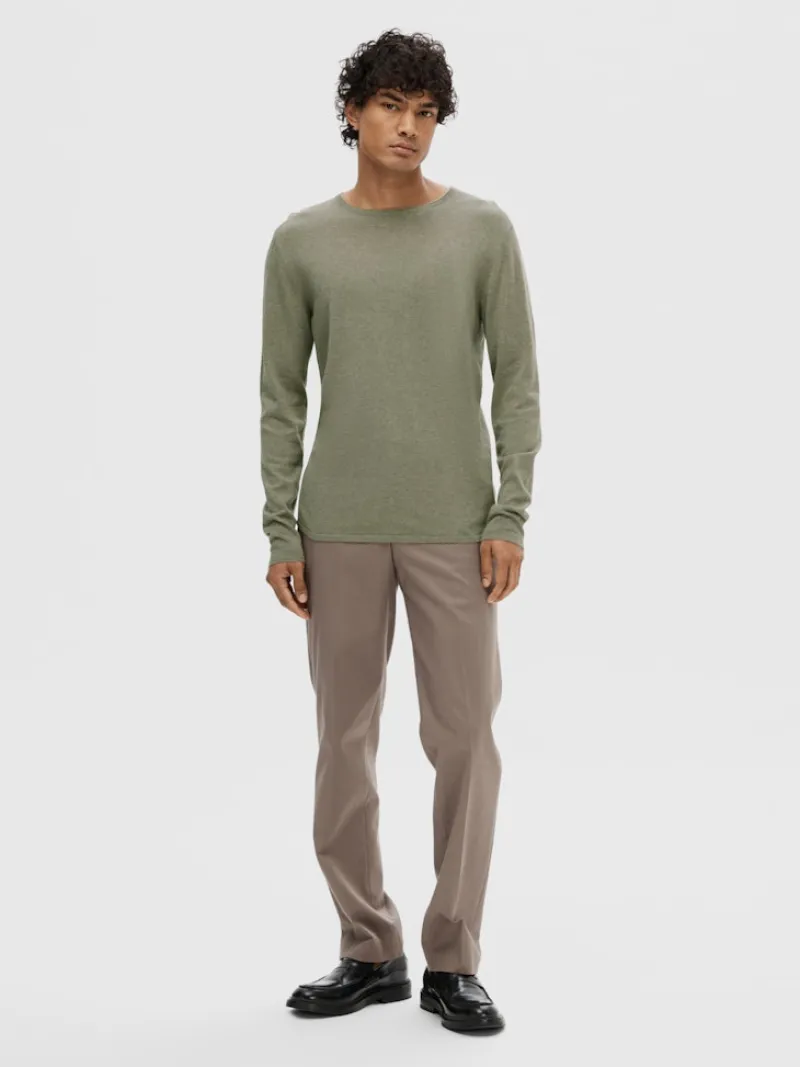 Selected Pullover & Sweatshirts*SLHROME LS KNIT CREW NECK NOOS vetiver
