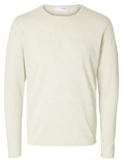 Selected Pullover & Sweatshirts*SLHROME LS KNIT CREW NECK NOOS oatmeal