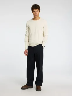 Selected Pullover & Sweatshirts*SLHROME LS KNIT CREW NECK NOOS oatmeal