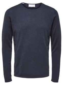 Selected Pullover & Sweatshirts*SLHROME LS KNIT CREW NECK NOOS Dark Sapphire