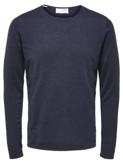 Selected Pullover & Sweatshirts*SLHROME LS KNIT CREW NECK NOOS Dark Sapphire