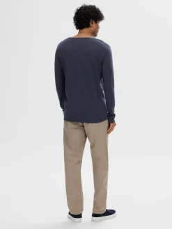 Selected Pullover & Sweatshirts*SLHROME LS KNIT CREW NECK NOOS Dark Sapphire