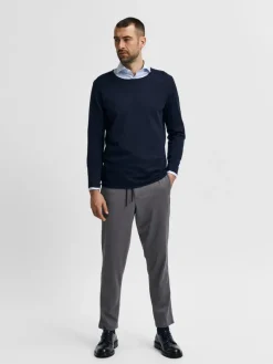 Selected Pullover & Sweatshirts*SLHROME LS KNIT CREW NECK NOOS Dark Sapphire