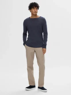 Selected Pullover & Sweatshirts*SLHROME LS KNIT CREW NECK NOOS Dark Sapphire