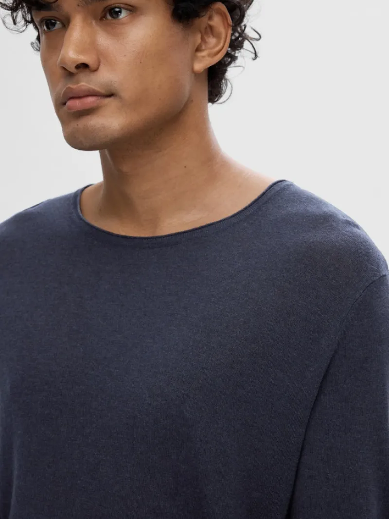 Selected Pullover & Sweatshirts*SLHROME LS KNIT CREW NECK NOOS Dark Sapphire