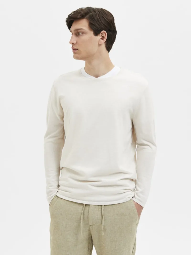 Selected Pullover & Sweatshirts*SLHROME LS KNIT CREW NECK NOOS angora