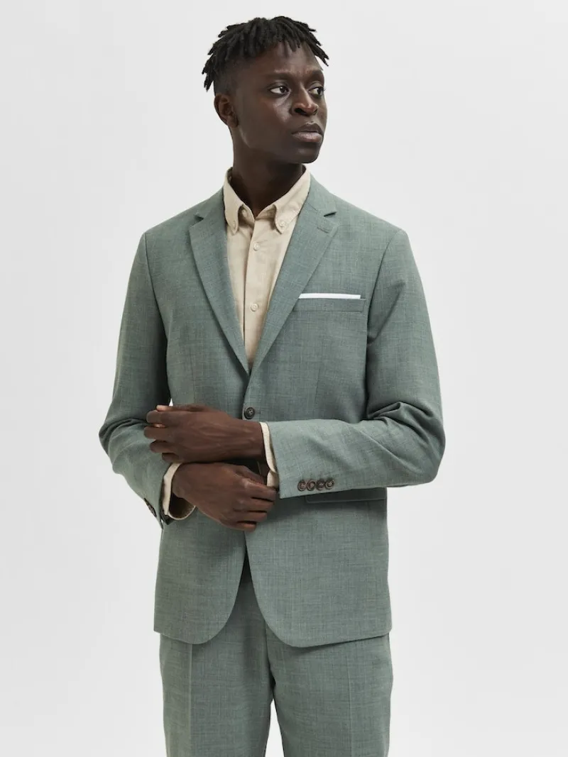 Selected Sakkos|Jacken*SLHSLIM-OASIS LINEN BLZ NOOS light green melange