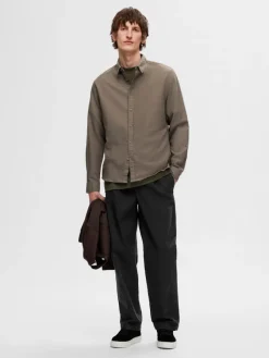 Selected Hemden*SLHSLIMOWEN-BRUSHED SHIRT LS NOOS Morel