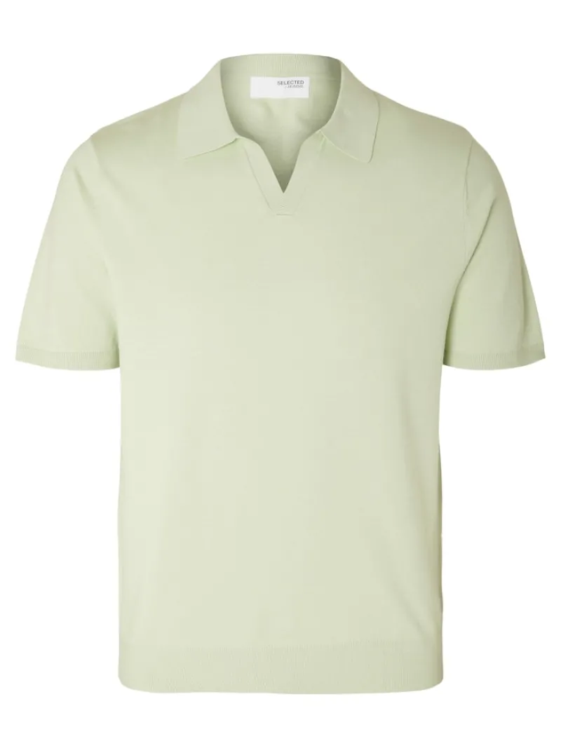 Selected Shirts*SLHTELLER SS KNIT POLO NOOS bok choy