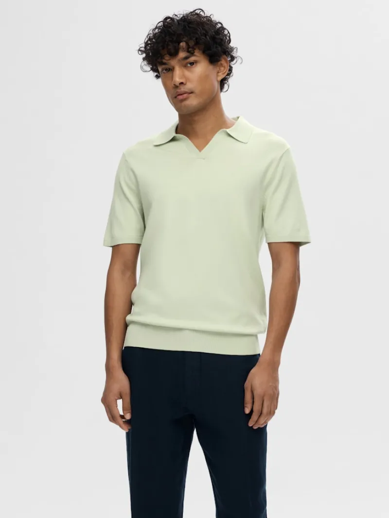 Selected Shirts*SLHTELLER SS KNIT POLO NOOS bok choy