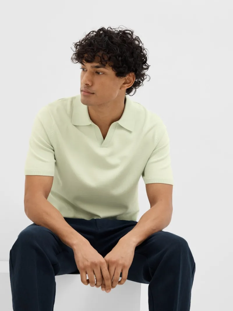 Selected Shirts*SLHTELLER SS KNIT POLO NOOS bok choy
