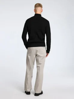 Selected Pullover & Sweatshirts*SLHTHEO LS KNIT STRUCTURE HALF ZIP Black