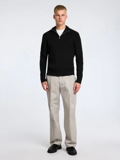 Selected Pullover & Sweatshirts*SLHTHEO LS KNIT STRUCTURE HALF ZIP Black