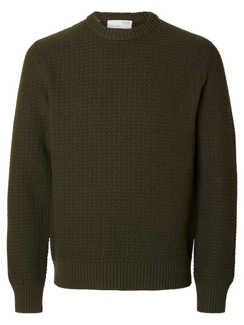 Selected Pullover & Sweatshirts*SLHTHIM LS KNIT STRUCTURE CREW NECK W Rosin