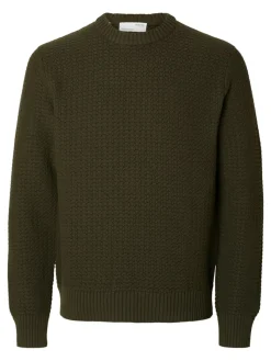 Selected Pullover & Sweatshirts*SLHTHIM LS KNIT STRUCTURE CREW NECK W Rosin