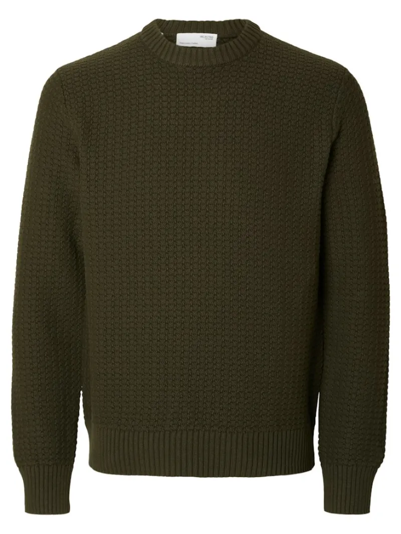 Selected Pullover & Sweatshirts*SLHTHIM LS KNIT STRUCTURE CREW NECK W Rosin