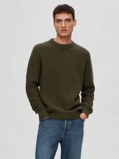 Selected Pullover & Sweatshirts*SLHTHIM LS KNIT STRUCTURE CREW NECK W Rosin