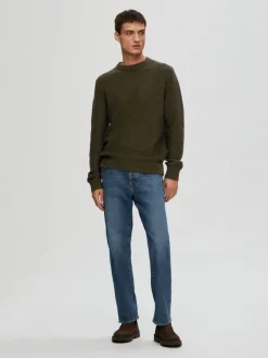 Selected Pullover & Sweatshirts*SLHTHIM LS KNIT STRUCTURE CREW NECK W Rosin