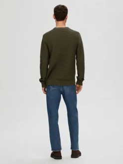 Selected Pullover & Sweatshirts*SLHTHIM LS KNIT STRUCTURE CREW NECK W Rosin