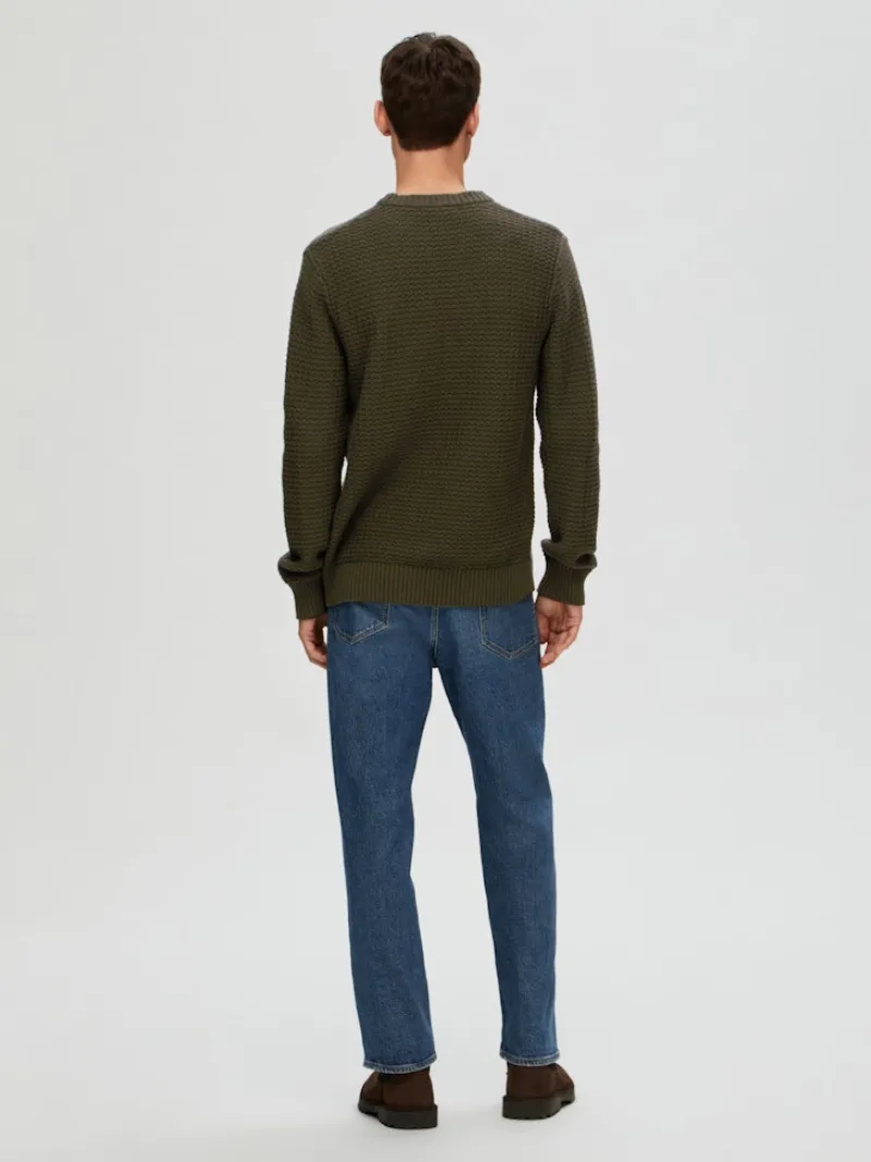 Selected Pullover & Sweatshirts*SLHTHIM LS KNIT STRUCTURE CREW NECK W Rosin