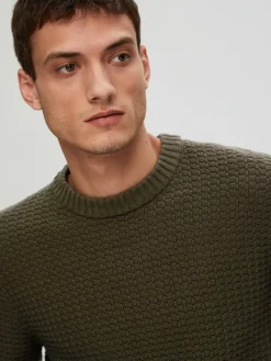 Selected Pullover & Sweatshirts*SLHTHIM LS KNIT STRUCTURE CREW NECK W Rosin