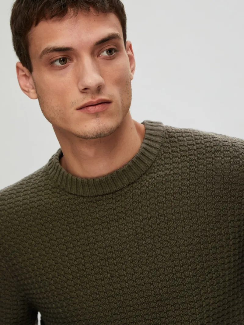 Selected Pullover & Sweatshirts*SLHTHIM LS KNIT STRUCTURE CREW NECK W Rosin