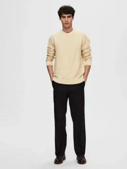 Selected Pullover & Sweatshirts*SLHTHIM LS KNIT STRUCTURE CREW NECK W oatmeal