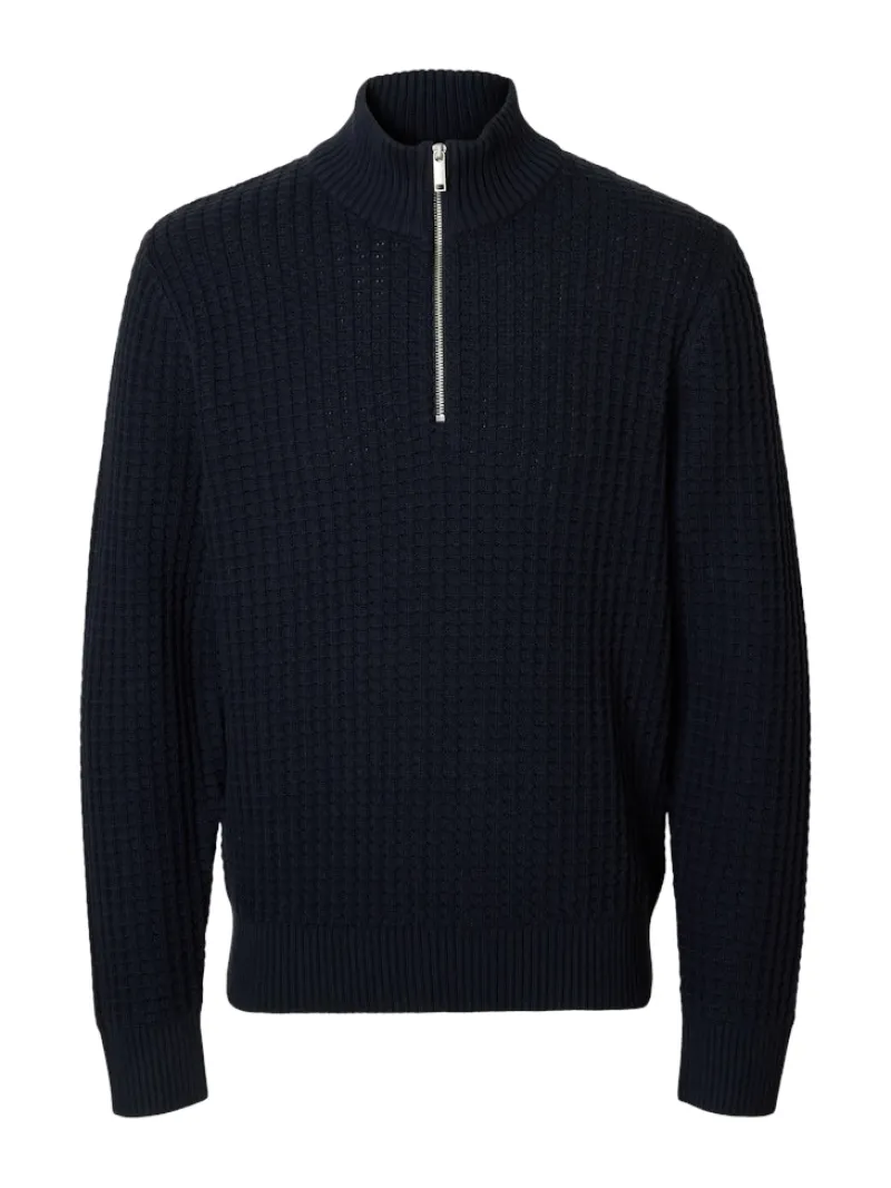 Selected Pullover & Sweatshirts*SLHTOM LS KNIT STRUCTURE HALF ZIP Sky Captain