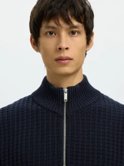 Selected Pullover & Sweatshirts*SLHTOM LS KNIT STRUCTURE HALF ZIP Sky Captain