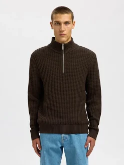 Selected Pullover & Sweatshirts*SLHTOM LS KNIT STRUCTURE HALF ZIP Delicioso