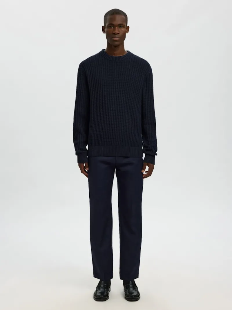 Selected Pullover & Sweatshirts*SLHTOM LS KNIT STRUCTURE CREW NECK Sky Captain