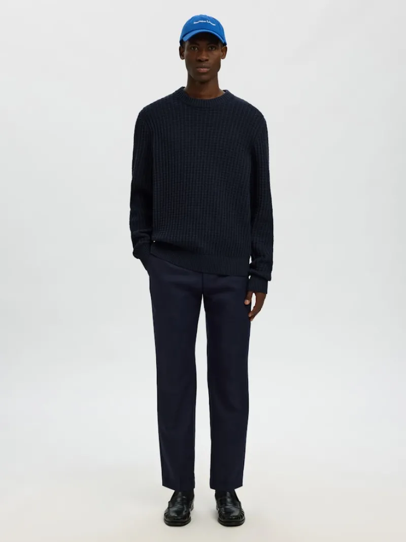 Selected Pullover & Sweatshirts*SLHTOM LS KNIT STRUCTURE CREW NECK Sky Captain