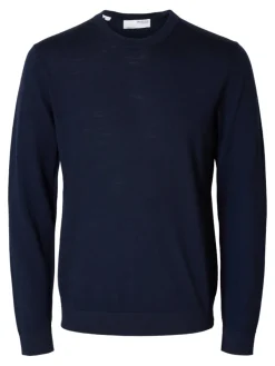 Selected Pullover & Sweatshirts*SLHTRAY LS KNIT MERINO CREW NECK NOOS Navy Blazer
