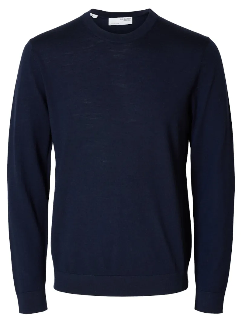 Selected Pullover & Sweatshirts*SLHTRAY LS KNIT MERINO CREW NECK NOOS Navy Blazer