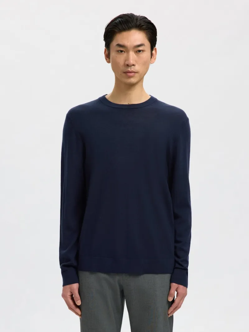 Selected Pullover & Sweatshirts*SLHTRAY LS KNIT MERINO CREW NECK NOOS Navy Blazer