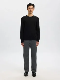 Selected Pullover & Sweatshirts*SLHTRAY LS KNIT MERINO CREW NECK NOOS Black