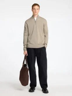 Selected Pullover & Sweatshirts*SLHTRAY LS KNIT MERINO HALF ZIP NOOS Kelp