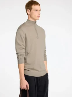 Selected Pullover & Sweatshirts*SLHTRAY LS KNIT MERINO HALF ZIP NOOS Kelp