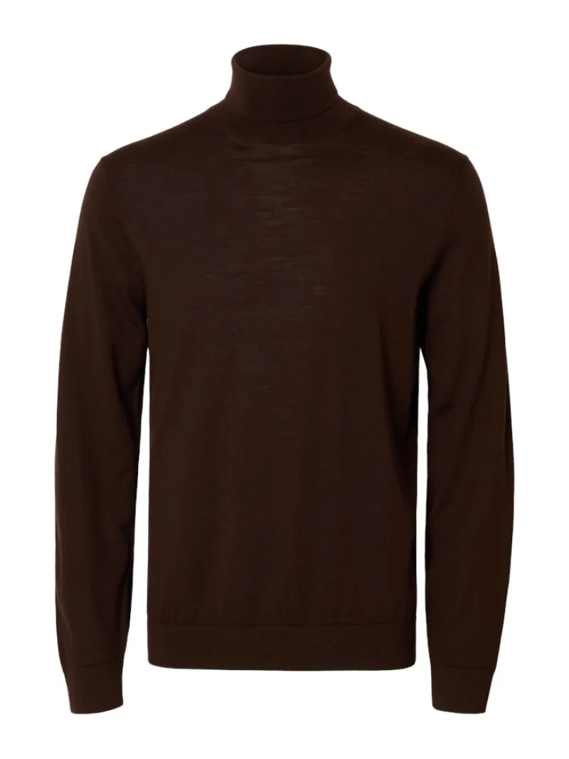 Selected Pullover & Sweatshirts*SLHTRAY LS KNIT MERINO ROLL NECK NOOS demitasse