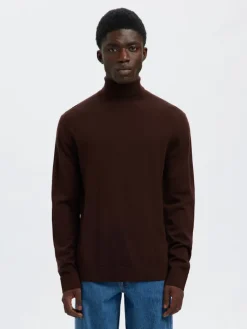 Selected Pullover & Sweatshirts*SLHTRAY LS KNIT MERINO ROLL NECK NOOS demitasse