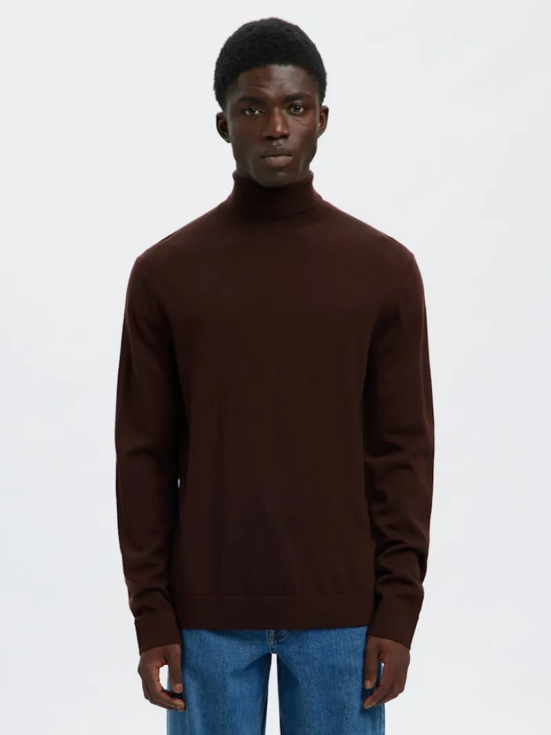 Selected Pullover & Sweatshirts*SLHTRAY LS KNIT MERINO ROLL NECK NOOS demitasse