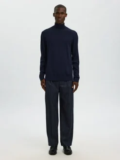 Selected Pullover & Sweatshirts*SLHTRAY LS KNIT MERINO ROLL NECK NOOS Navy Blazer